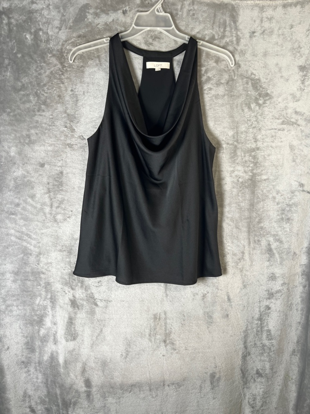 LOFT Black Draped Cowl Neck Sleeveless Camisole